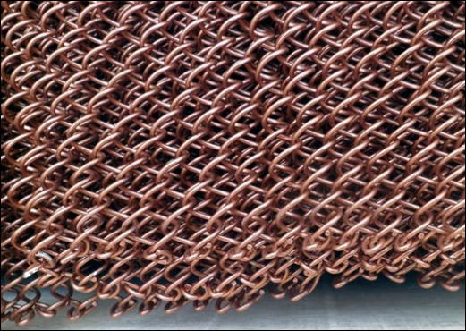 Phosphor bronze mesh drapery for hanging ceilings