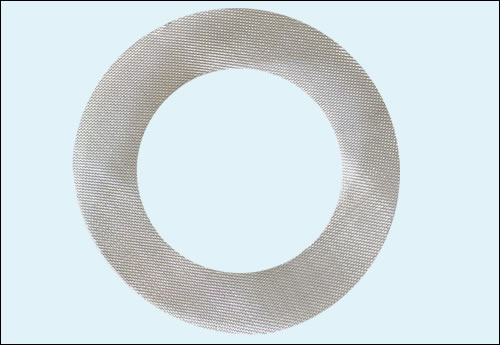 Single piece stainless steel mesh disc non framed annular polymer filter screen